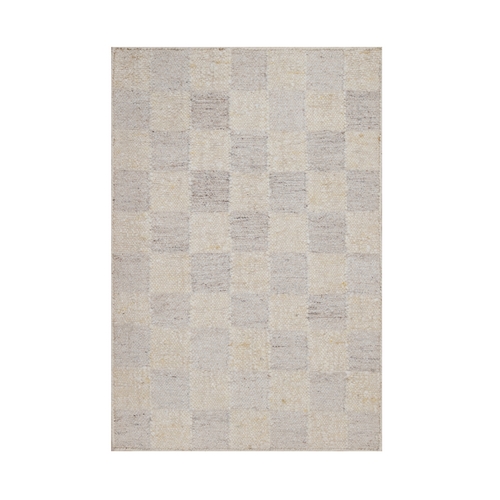 Ivory and Gray, Flat Weave, Durie Kilim with Box Design, 100% Wool, Hand Woven, Sample, Mat, Oriental Rug